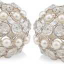 Modern Day Accents 3877 Facetas Perla 3" Silver Crystal & Pearl Spheres - Set of 2, Home Decor, Coffee Table Decor, Decorative Balls, Gem Sphere Ball, Modern Home Decor, Bowl fillers, Gemstone (3-Inch Diameter)