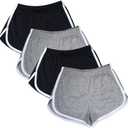 Cameway 4 Pack Women's Cotton Yoga Dance Short Pants Summer Athletic Cycling Hiking Sports Shorts (S)
