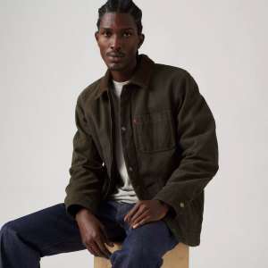 Levis Men's Relaxed Fit Duck BlanketLined Detroit Jacket Army Green Wine Red XXL