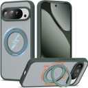 Compatible with Google Pixel 9 Pro XL/Pixel 10 Pro XL Case with 360 Magnetic Ring Stand [Compatible with Mag-Safe] Shockproof Translucent Phone Case 6.8" for Women Men, Green