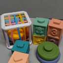 Montessori Baby Toys for Ages 6-18 Months - Pull String Teether, Stacking Blocks, Sensory Shapes Storage Bin, Infant Bath Time Fun, 4 in 1 Toddlers Toy Gifts for 1 2 3 Year Old Boys Girls