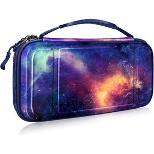 FINTIE Carrying Case for Nintendo Switch OLED Model 2021/Switch 2017, [Shockproof] Hard Shell Protective Cover Travel Bag with 10 Game Card Slots & Inner Pocket (galaxy)