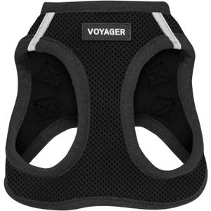 Voyager Step-In Air Dog Harness - All Weather Mesh, Reflective, No Pull Harness for Small, Medium Dogs, Cats - Secure with Hook & Loop Fastener, Buckle, Double D-Rings - Black/Black Trim, S (S (Chest: 14.5 - 16"), Harness (Black/Black Trim))