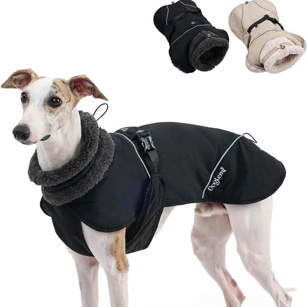 Adjustable Dog Coat with Harness Slot, Waterproof Fleece Lined Winter Jacket, Windproof Reflective Pet Vest for Cold Weather for Small Medium Large Dogs (Black, Medium)