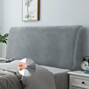 DUJUIKE Headboard Slipcover King, Stretch Bed Headboard Cover, Dustproof Protector Cover for Bedroom Bed Headboard, Velvet Soft Fabric (Silver Grey, King) (King Headboard Length (79"-86"))