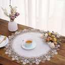 Natural Neutral Earth Tones Floral Lace White 23” Round placemats Doily Table Topper Dresser Scarf Place Mats (Set of 1, 23” Round)