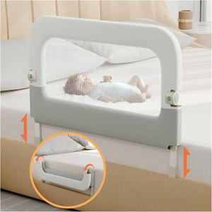 Bed Guard Rail for Toddlers - 32inch Folding up & Adjustable Heights Baby Bed Safety Rails - Portable Toddler Bed Barrier Railing Guard for Kids Twin, Bunk, Queen, Full Size Bed (32 inch Length)