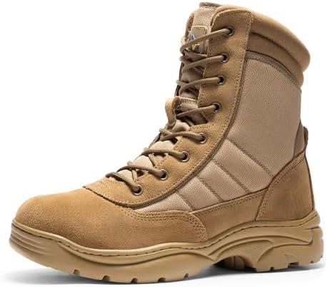 NORTIV 8 Men's Military Tactical Work Boots Side Zipper Leather Motorcycle Combat Boots Trooper(6-8 Inches), Size 12