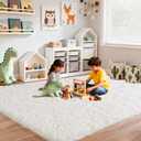 8x10 Area Rugs for Living Room, Ultra Soft Fluffy Shag Floor Carpet, Modern Indoor Plush Fuzzy Rugs for Bedroom Kids Room Nursery Dorm Home Decor Aesthetic, Cream White