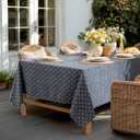 MIULEE Navy Blue Linen Table Cloth Rectangle Tablecloth Waterproof Spillproof Cross-Star Textured Table Cloth, Decorative Rustic Farmhouse Style for Dining/Party/Buffet/Wedding,60x102 Inch
