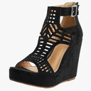 AOSPHIRAYLIAN Wedge Sandals for Women Open Toe Cutout Platform Bohemian Sandals High Heel Buckle Ankle Strap Comfy Summer Sandals, size 8,5