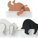 3 Pcs Forest Woodland Nursery Decor for Wooden Bear Door Topper Decoration Wilderness Sleeping Wooden Bears 3 Color Sleeping Bear Nursery Shelf Decor for Door Table Desk