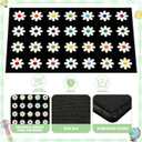 7.6x12 ft Large Daisies on Black Classroom Rug Daisy Educational Area Mat Daisy Flowers Multicolor Play Carpet Educational Classroom Learning Mat for Preschool Playroom Elementary Kindergarten(Black)
