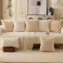 Throw Pillow Covers 18 x 18 Set of 2 Beige Boho Throw Pillows Decorative Soft Plush Faux Fur Soft Cushion Case for Farmhouse Living Room Couch Sofa Home Decors SY010-A18