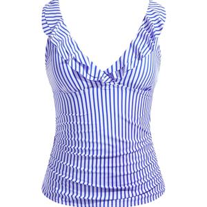 Yonique Women's Tankini Top Only Tummy Control Bathing Suit Top Ruffle Swimsuit Top V Neck Swim Tank Top No Bottom, Size XL