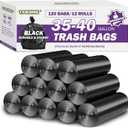 35-40 Gallon Black Trash Bags 120 Count - 35" x 40" Large Garbage Bags, 30+ Gallon Strong Trash Can Liners for Home, Commercial Use,Yard Waste, Bulk