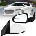Left Driver Side Mirror Assembly Fits 2017 2018 2019 2020 Hyundai Elantra with Power Glass Blind Spot Glass and Manual Folding without Heated Turn Signal Match to White (3Pins)