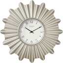 18" Mid Century Starburst Wall Clock, Morning Silver