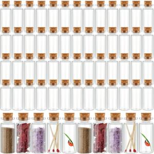 Patelai 100 Pcs Small Glass Jars with Cork Lids, Mini Potion Bottles Bulk Tiny Wishing Vial Spell Jars for DIY Art Crafts Gift Mother's Day Graduation Wedding Birthday Party Favors (10 ml)