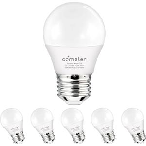 comzler Small Light Bulb 6 Watts Warm White Light 2700K, 60 Watts Globe Light Bulb Equivalent, E26 Standard Screw Base A15/G45 Shape LED Appliance Bulb Refrigerator 6-Pack