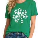 GONOSEED 6Size Shirt+Earrings St Patricks Day Shirt Women St Patricks Day Outfits for Women Shamrock Earrings Accessories (Small)