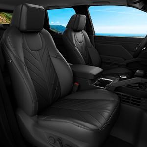 FREESOO for Tacoma 2024 2025 2026 Seat Covers Full Set - Custom Fit for Toyota Tacoma Double Crew Cab, SR, SR5, TRD Sport, TRD Off-Road, Pickup Truck Seat Covers with Faux Leather(Black)