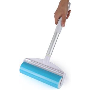 Reusable Sticky Picker Set Cleaner Lint Roller Pet Hair Remover Brush, Blue 8 inch Large Size + Pocket Size