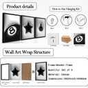 Modern Trendy Wall Art Set of 3, Black and White Lucky 8 Star Wall Decor Paintings Cool Preppy Finger Poster Canvas Prints for Dorm Bedroom Living Room 16x24 inch Framed