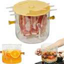 Glass Bacon Cooker, Microwave Bacon Tray with Cover for Oven, Heat-Resistant Borosilicate Glass Cooking Pot for Stove, Grease Easy Clean (Yellow)