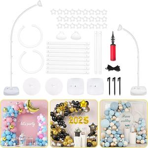 AerWo [Upgraded] Balloon Arch Kit 8.2FT & 6FT, Free Bending Top Half Balloon Arch Stand with Base, Floor Arch Backdrop Stand Frame for Lawn Yard Birthday Wedding Party Christmas Decorations