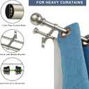 Double Curtain Rod 48 to 84 inch, Adjustable 1 inch Double Drapery Rod Rods for Windows and Doors with Ball Round Finials and Premium Aluminum Brackets Set(48-84",Brushed Nickel)