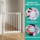 Safety Gate for Stairs & Doorways, Auto-Close Baby Gate or Dog Gate Pressure Mount No Drilling, 30" Tall All Metal Frame with Dual Locking System (White, 30" Tall 29"-33" Wide)