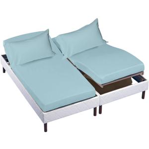 Cottingon 5 PC Split King Sheets Fits 16" Deep, Egyptian Cotton, Light Blue