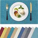 Homaxy Cloths Placemats for Dining Table Set of 6, Heat Resistant Washable Cotton Linen Blend Table Mats, Easy to Clean Place Mats for Indoor Outdoor Party Kitchen Decoration, 13" x 19", Teal