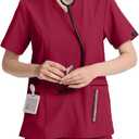 Scrubs for Women Set V-Neck Scrub Top & Jogger Pants with Multi Pocket Stretch Nursing Uniforms (XL)