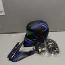 Youth Dirt Bike Helmet Set Includes Gloves, Goggles, Mask, Ideal Helmet for Kids 8-14, Premium Safety Gear for Dirt Bike Helmets Enthusiasts - DOT Approved (Dark Blue,M)