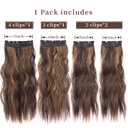 4 x 4Pcs Clip in Hair Extensions, 20 Inches Long Wavy Synthetic Brown Hair Extensions Clip in, for Women and Girls (Color: Dark Brown with Light Brown Highlights)