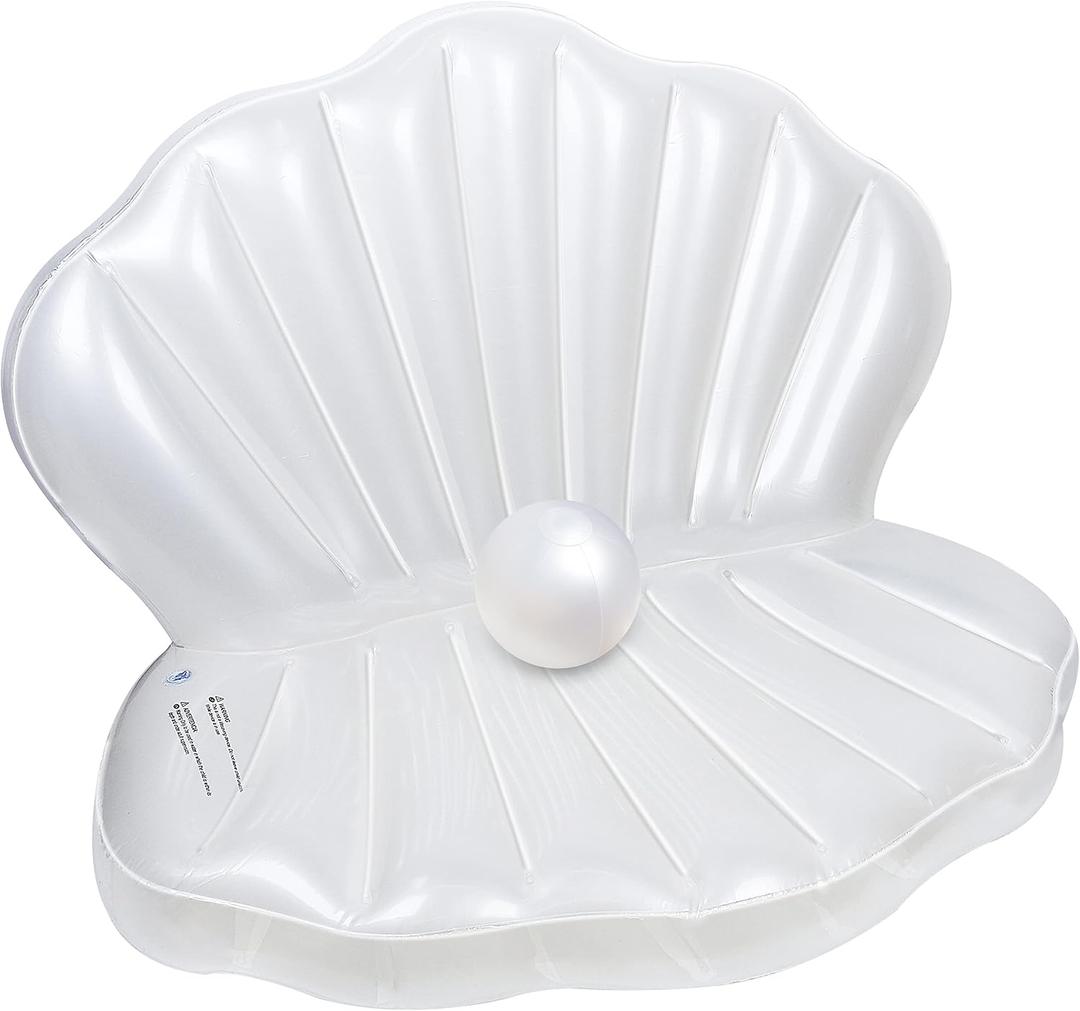 Zcaukya Inflatable Seashell Pool Float, Giant Clam Air-Filled Toys with Pearl Ball for Kids Birthday Party Swimming Pool Summer Beach Party Mermaid Ocean Theme Party Decor, Large