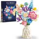 Flower Building Set for Adults Flower Bouquet Botanical Collection Unique Home Dcor or Office Dcor Great Gift for Her and Him (VASE NOT Included)