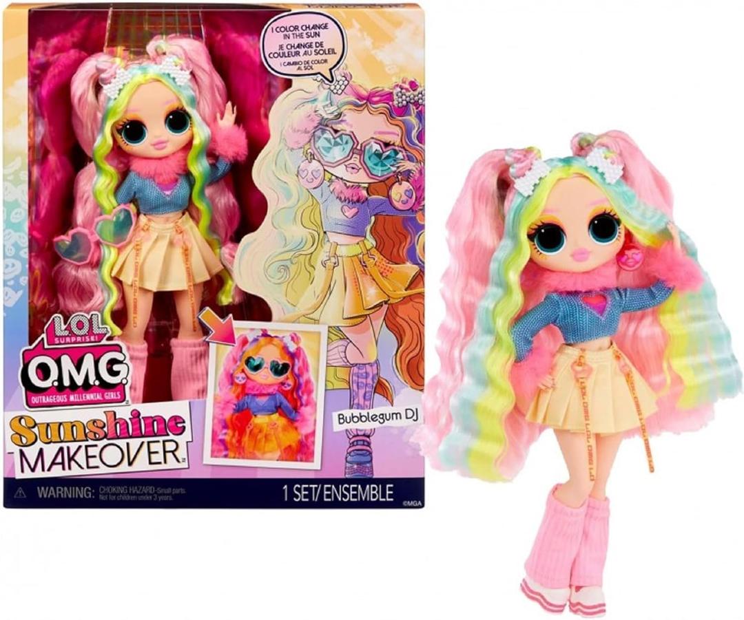L.O.L. Surprise! OMG Sunshine Color Change Bubblegum DJ Fashion Doll with Color Changing Hair and Fashions and Multiple Surprises  Great Gift for Kids Ages 4+