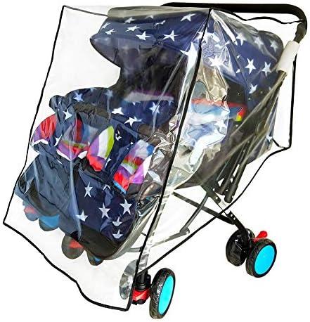 Weather Shield for Double Stroller Raincoat Universal Size Side by Side Baby Umbrella Stroller Rain Cover Scooter Twin Wind Shield Waterproof Jogger City