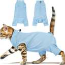 Cat Recovery Suit with Hind Legs, Breathable Onesie After Surgery Female for Abdominal Wounds or Skin Diseases, Anti-Licking Full Body Pet Surgical Pajamas, E-Collar Alternative Wear