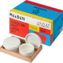 MEEDEN 2 Pack Porcelain Palette Cup, Ceramic Palette with Lid, Deep Well Oil Painting Cup, Artists Paint Water Cup, Oil Paint Dipper, Brush Wash Bowl with Beech Wood Tray