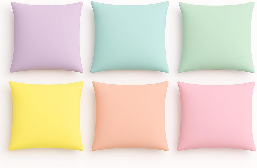 6 PCS Pastel Calm Down Corner Throw Pillowcase 18x18 Inch Square Throw Pillow Covers Reading Nursery Home Bedroom Decor Teacher Counselor(Covers Only)