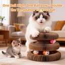 Upgraded Double Layer Curls Cardboard Cat Toy, Magic Organ Cardboard Cat Scratcher with Cat Toy Ball Track for Kitten Kitty, Foldable Accordion Interactive Cats Ball Toy for Indoor Cats