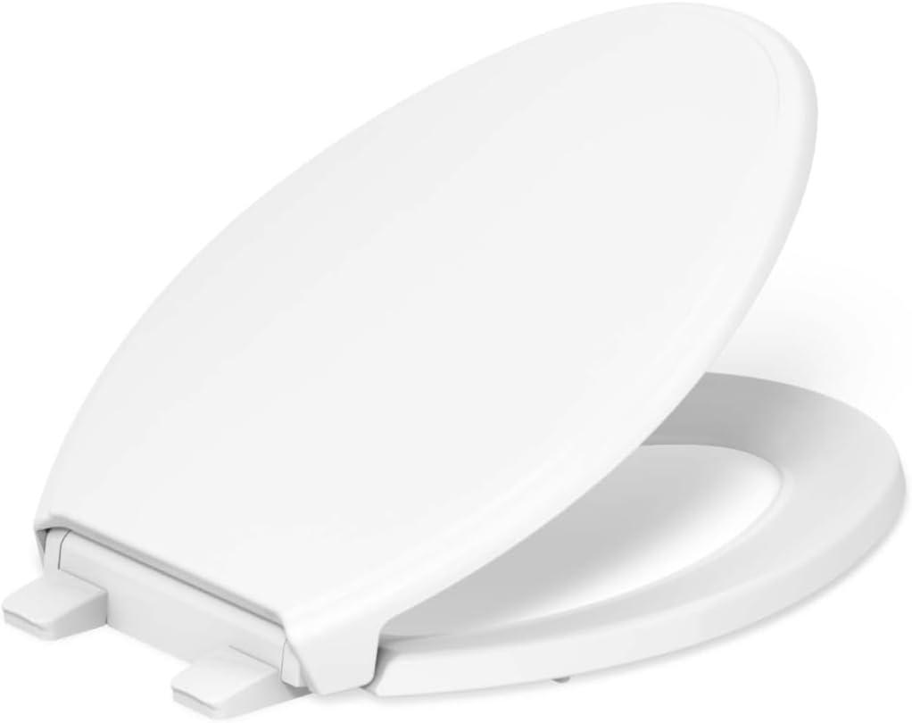 KOHLER 4733-RL-0 Glenbury ReadyLatch Quiet Close Elongated Toilet Seat, Soft Close Toilet Seats, White
