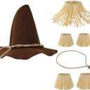 COLLECT PRESENT Classic Scarecrow Hat Straw Kit for Adults  Adjustable Size, Soft Felt Material Realistic Straw Detailing (Brown)