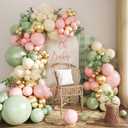 Dusty Green Purple Pastel Pink Balloon Arch Garland Kit 124Pcs Double Stuffed Light Green Sage Green Purple Yellow Macaron Pink Balloons for Wildflower Baby Shower Wedding Birthday Party Decorations