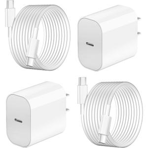 Fast Charging for iPhone 16 15 Charger,2Pack 20W Apple USB C Charger Block with 6FT USB C to C Charging Cable for iPhone 16 Pro max/16 Pro/15 Pro/15Plus/iPad Pro 12.9 11/iPad Air 5 4/iPad mini 6 (White)