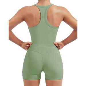 SUUKSESS Women 2 Piece Workout Sets High Waisted Biker Shorts with Pockets Built in bra Racerback Tank Tops (Green, XS)